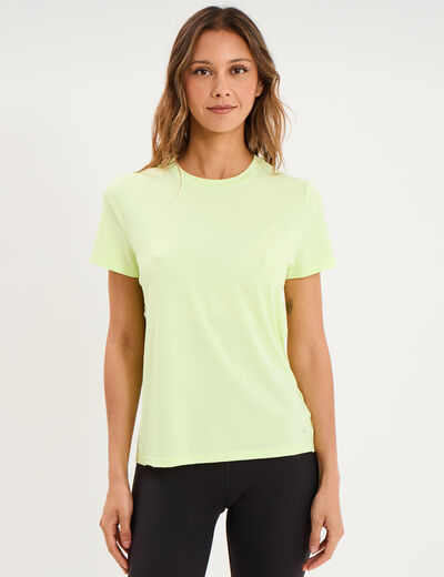 T-shirt de sport droit manches courtes jaune fluo femme