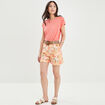 Short évasé avec ceinture ecru femme