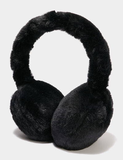 Cache-oreilles fausse fourrure noir femme