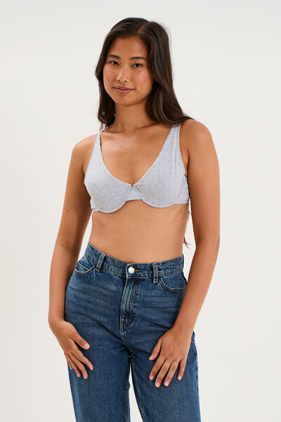 Soutien-gorge foulard coton majoritaire gris clair femme