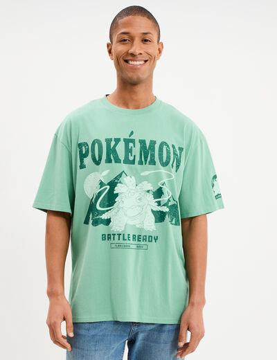 T-shirt &agrave; manches courtes coton Pok&eacute;mon vert homme
