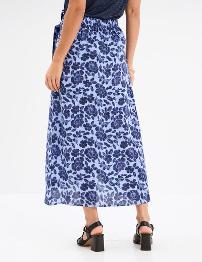 Jupe midi portefeuille bleu femme