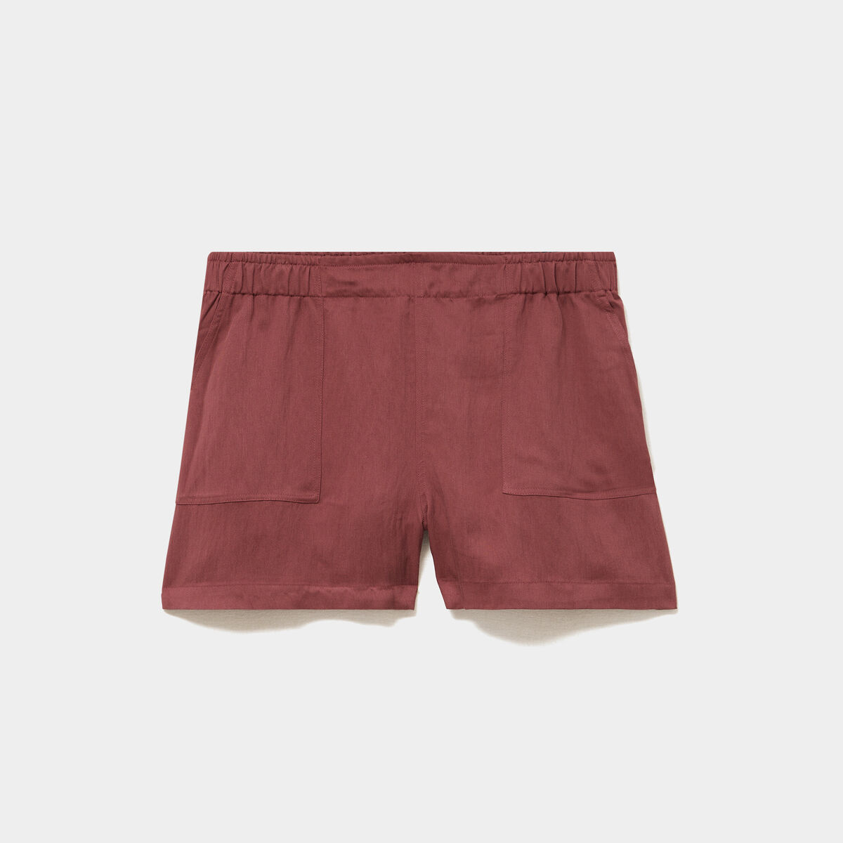 Short avec taille &eacute;lastiqu&eacute;e marron cognac femme grande taille