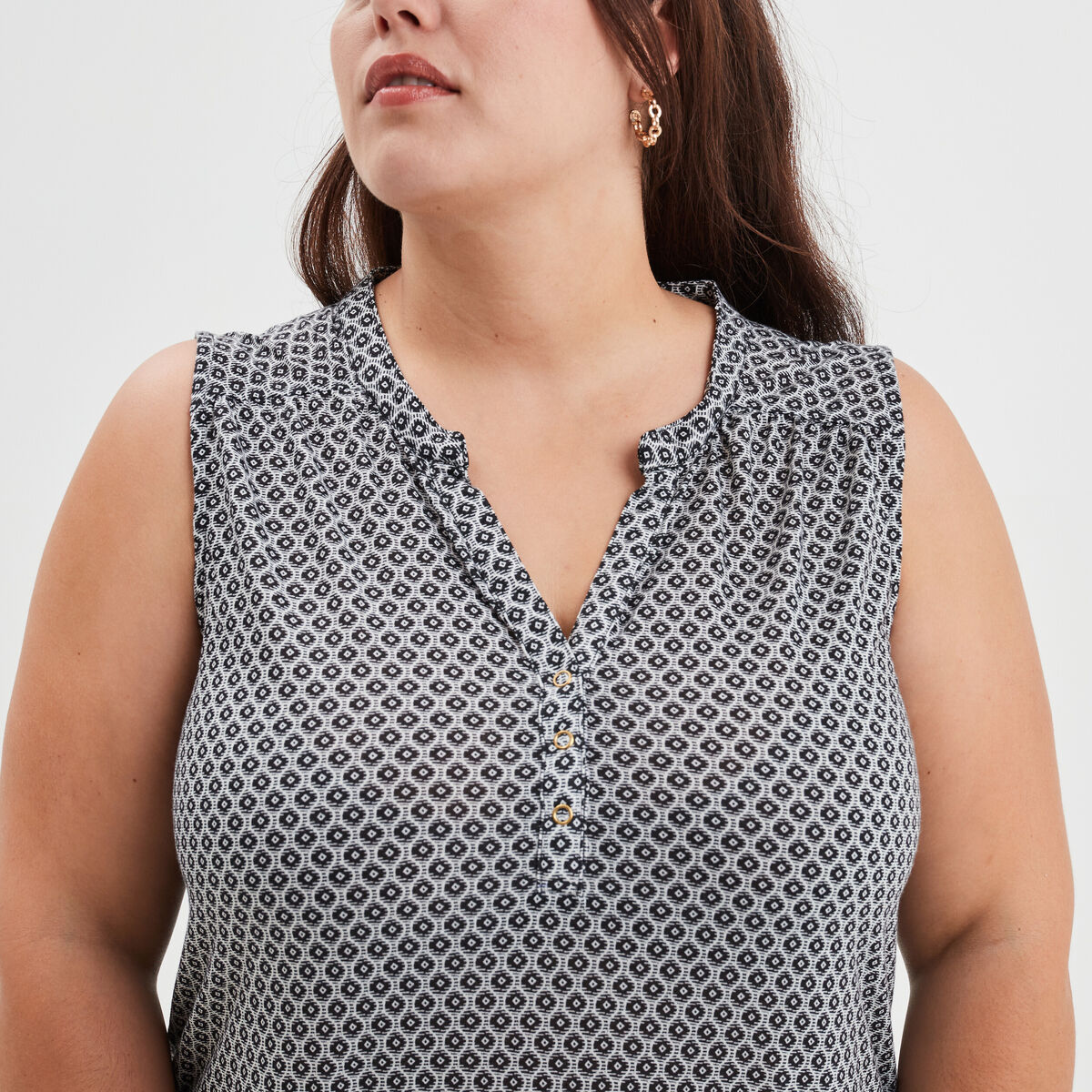Débardeur ajusté col en V noir femme grande taille