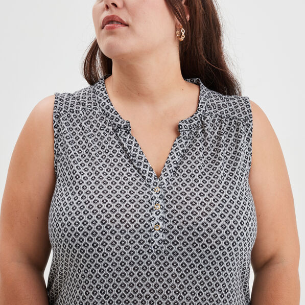 Débardeur ajusté col en V noir femme grande taille