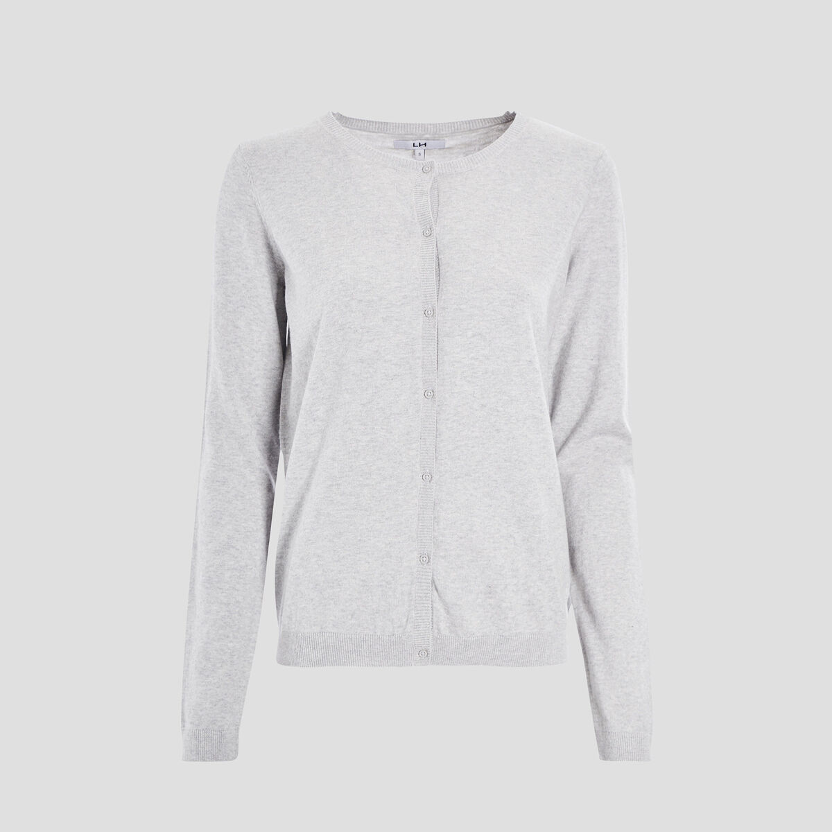 Gilet manches longues boutonné col rond gris femme