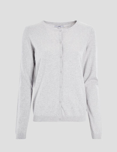 Gilet manches longues boutonné col rond gris femme