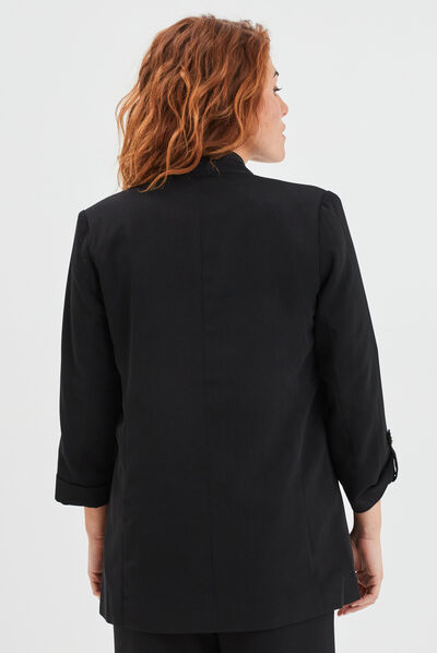 Veste blazer manches 3/4 droite noir femme