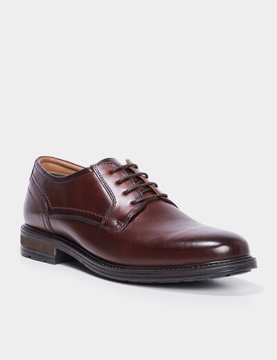 Derbies à lacets en cuir marron homme
