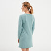 Chemise de nuit manches longues coton bleu gris femme