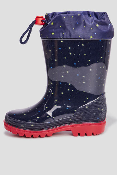 Bottes de pluie haut à coulisse bleu marine garçon