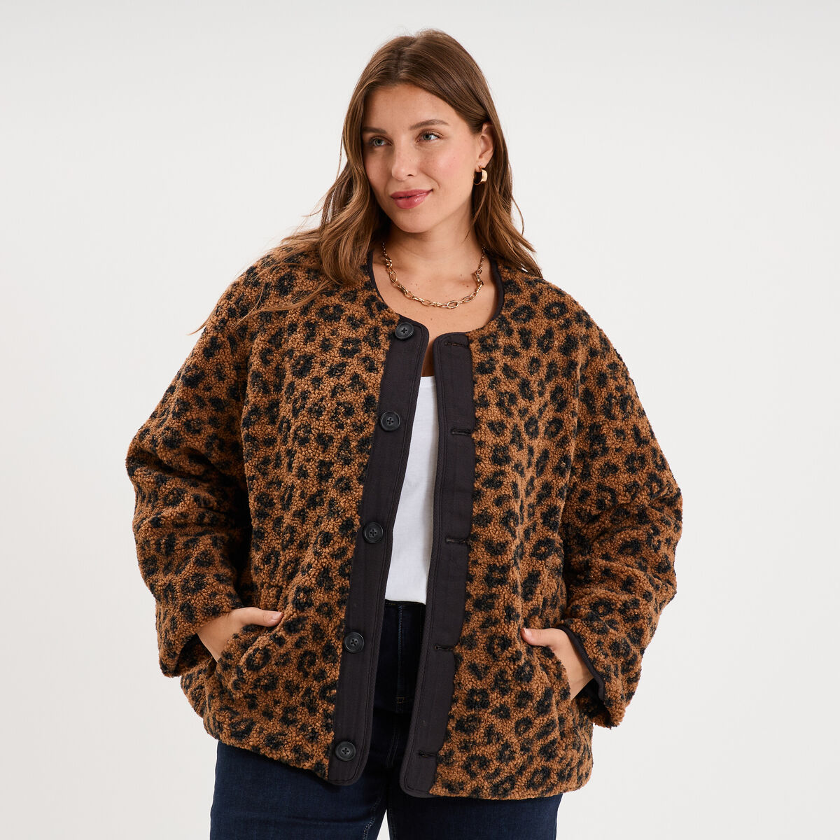 Veste r&eacute;versible matelass&eacute;e d&eacute;perlante noir femme grande taille