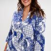 Robe fluide évasée col tunisien bleu femme grande taille