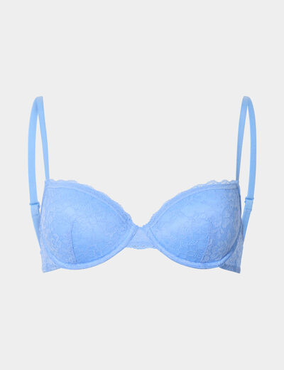Soutien-gorge corbeille paddé dentelle bleu lavande femme