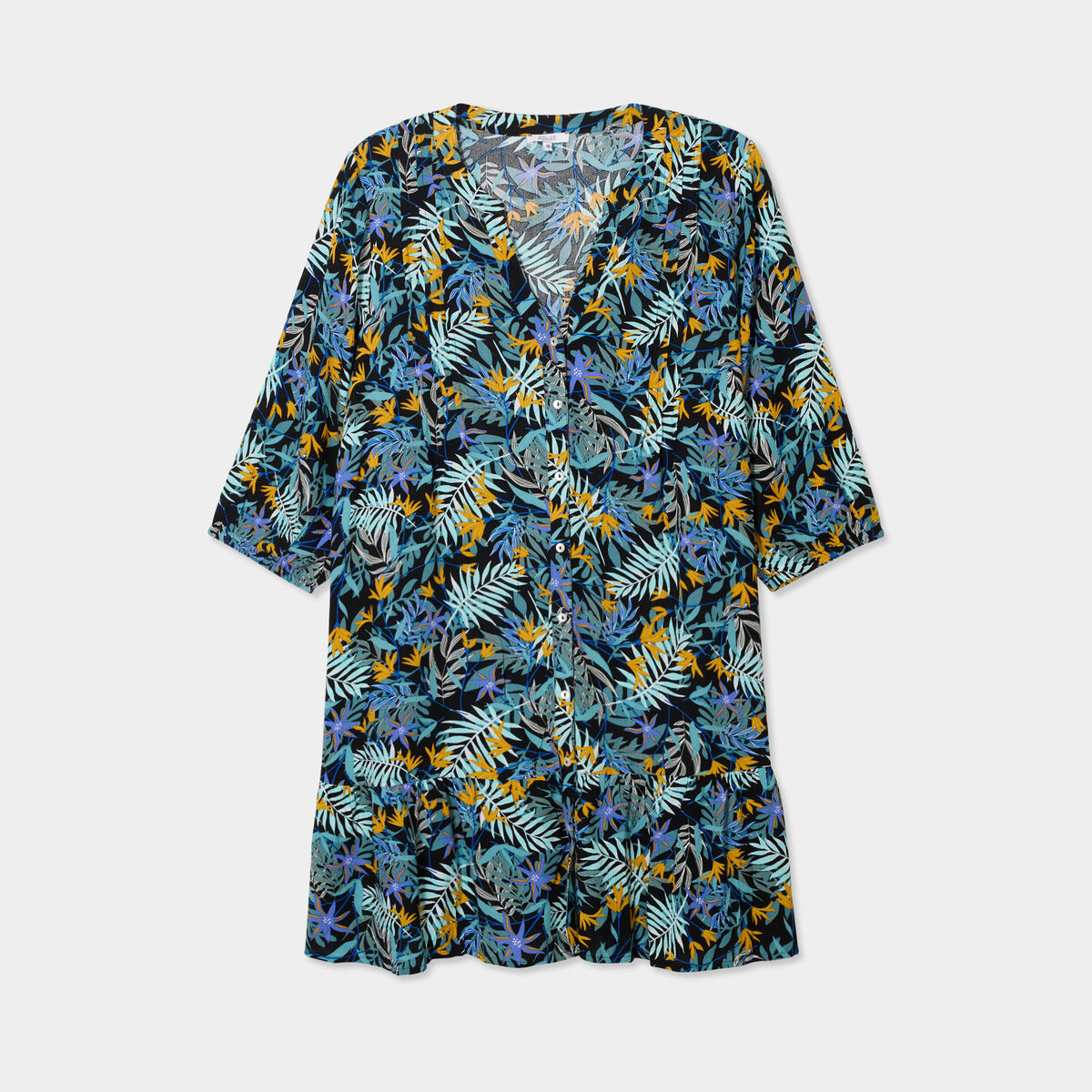 Robe évasée manches longues noir femme grande taille