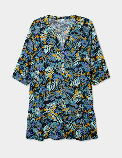 Robe évasée manches longues noir femme grande taille