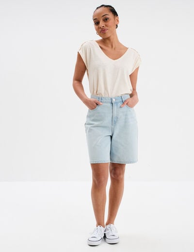 Bermuda en jean 5 poches Creeks denim bleach femme