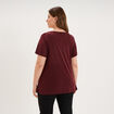 T-shirt manches courtes col V violet fonc&eacute; femme grande taille