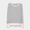 Pull col rond boutons aux poignets beige femme