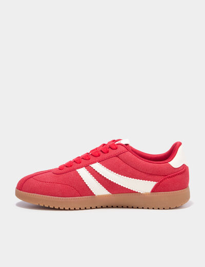 Tennis basses &agrave; lacets rouge femme