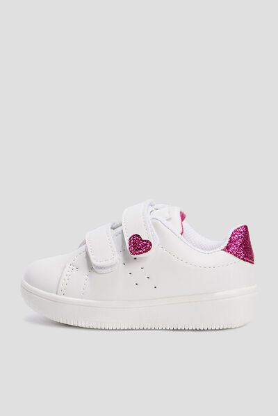 Tennis à scratch blanc bébé fille
