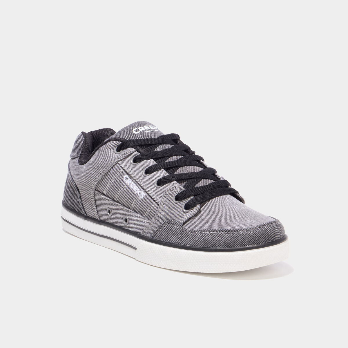 Tennis basses en toile &agrave; lacets gris clair homme
