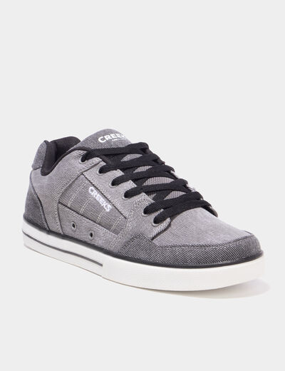Tennis basses en toile &agrave; lacets gris clair homme