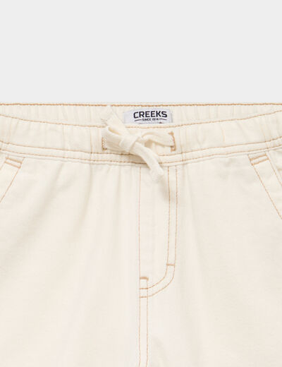 Bermuda regular taille &eacute;lastiqu&eacute;e coton ivoire gar&ccedil;on