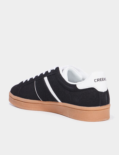 Tennis basses à lacets effet daim noir homme