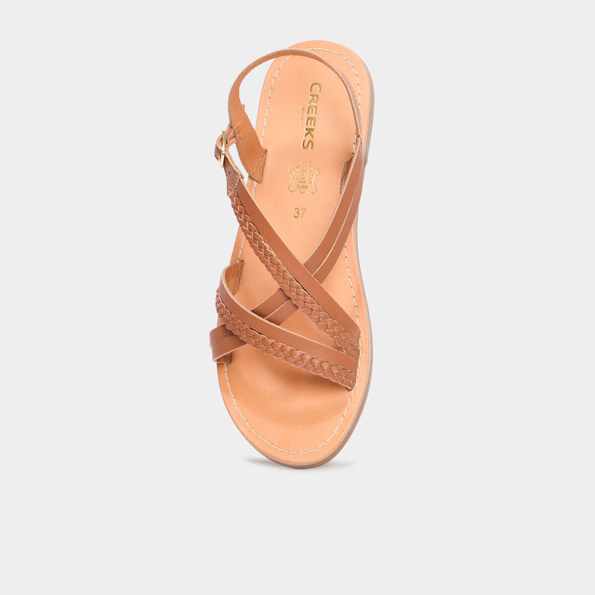 Sandales en cuir marron femme