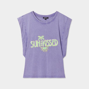 T-shirt manches volantées Liberto violet femme