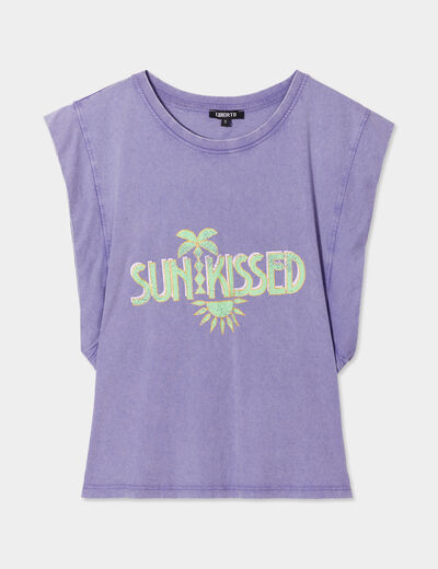 T-shirt manches volantées Liberto violet femme