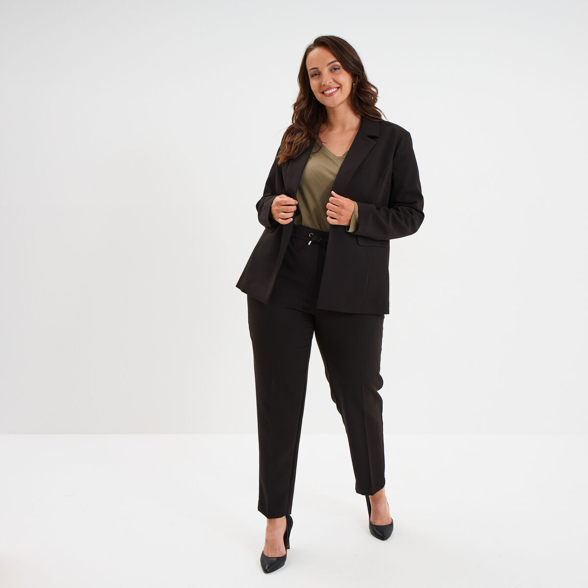 Veste blazer oversize noir femme grande taille