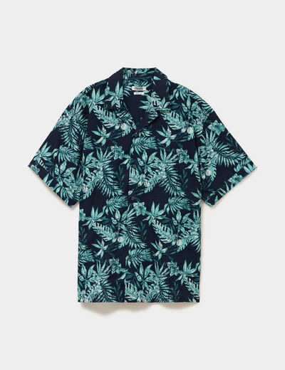 Chemise en coton manches courtes bleu homme
