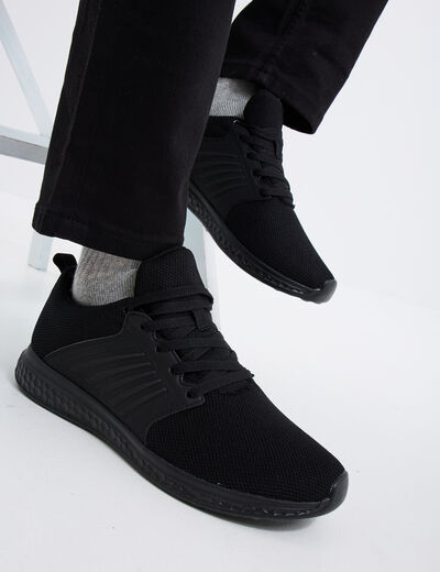 Baskets running à lacets noir homme