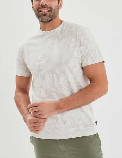 T-shirt manches courtes col rond beige homme
