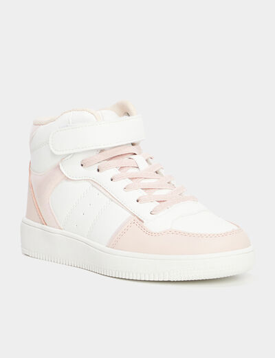 Baskets montantes à scratchs Iconic rose corail fille