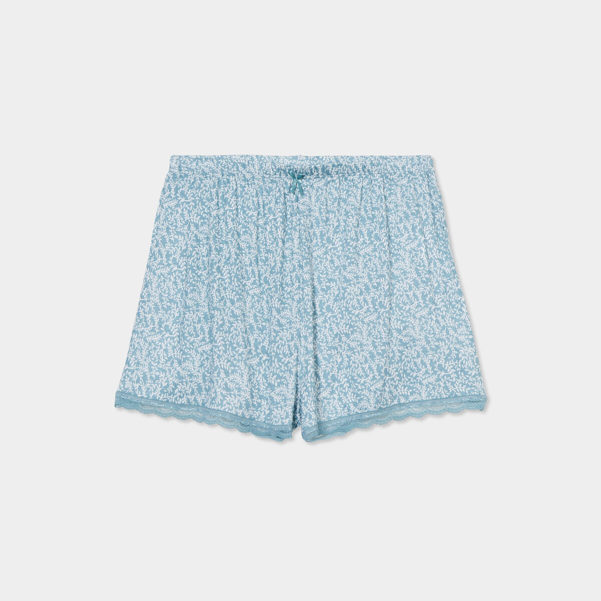 Bas de pyjama short détails dentelle vert femme