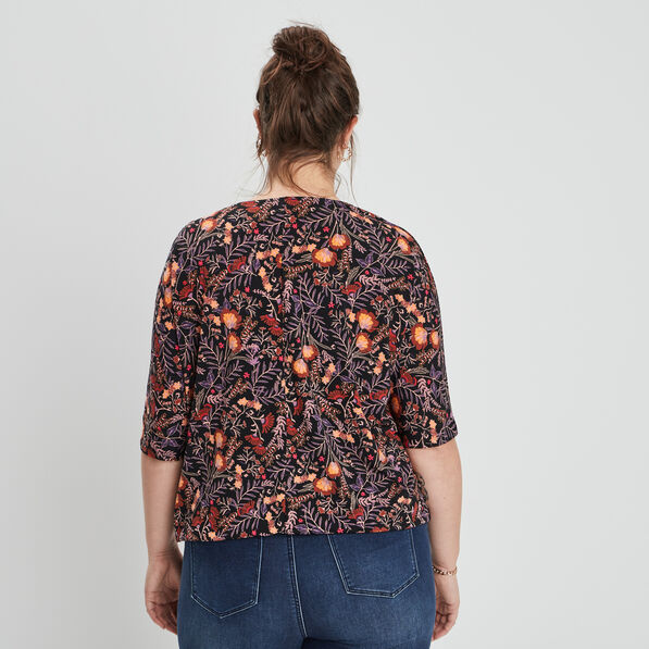 T-shirt manches 3/4 noir femme grande taille