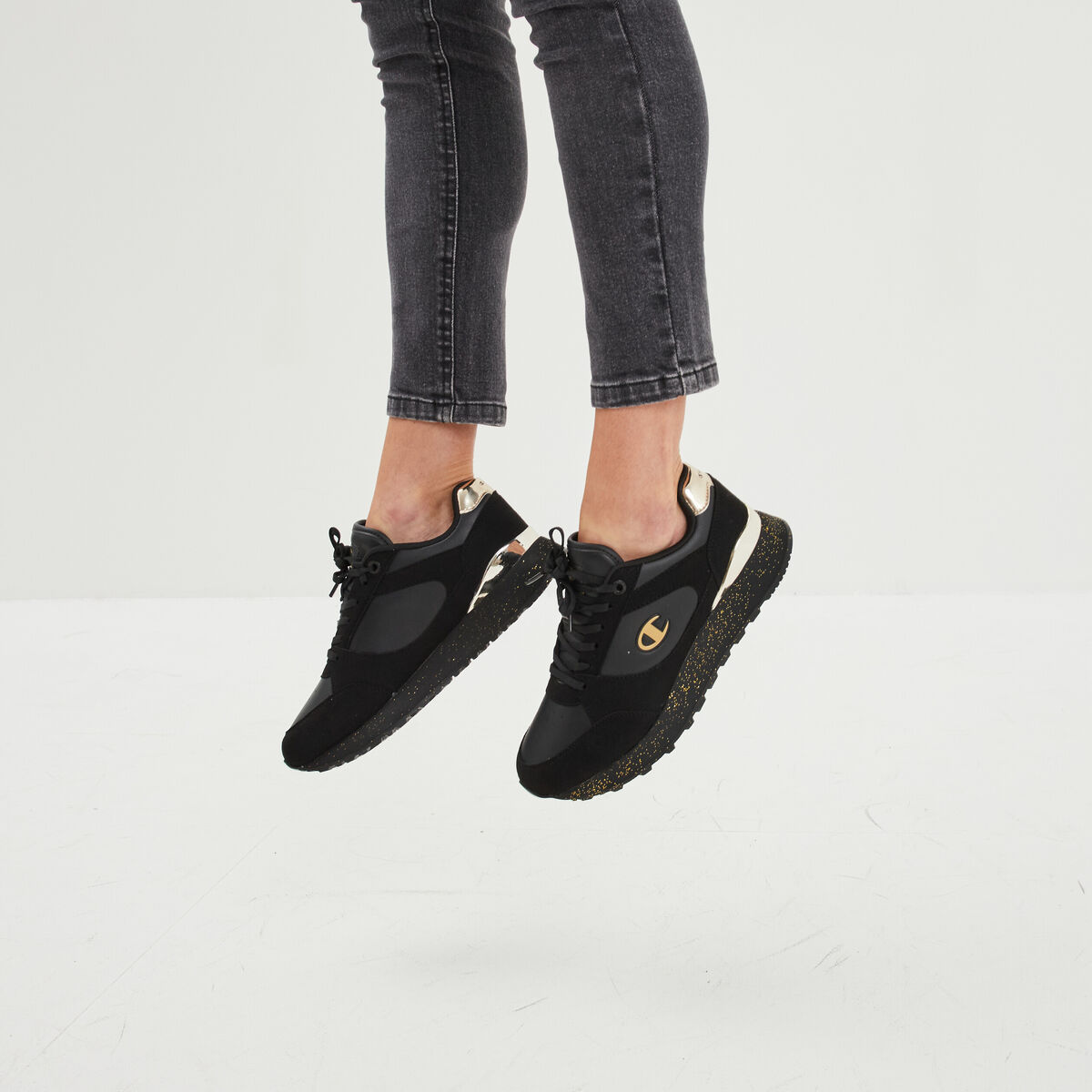Tennis basses à lacets Champion noir femme