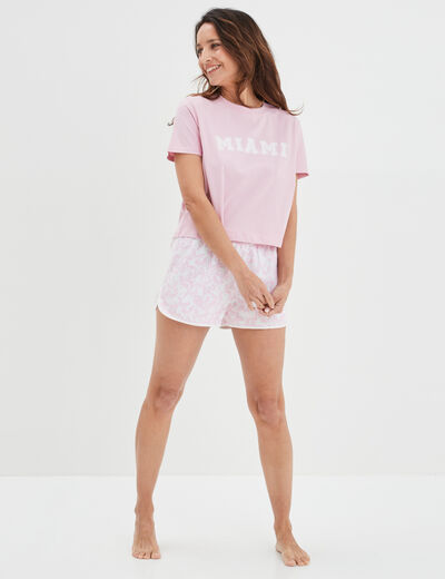 Short droit taille élastiquée blanc femme