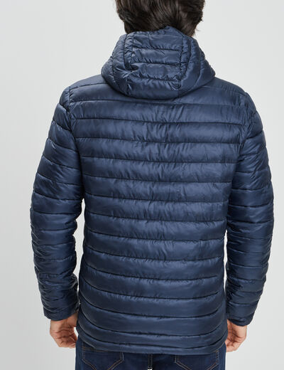 Doudoune légère déperlante à capuche bleu marine homme