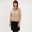 Gilet col fausse fourrure amovible ecru femme
