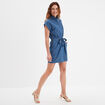 Robe chemise en jean courte ceinturée denim double stone femme
