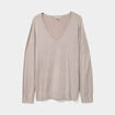 Pull col en V manches longues beige femme grande taille