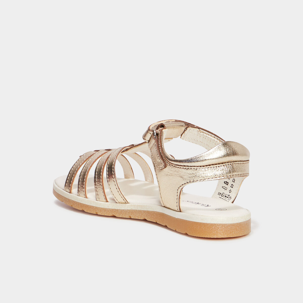 Sandales métallisées en cuir Kickers jaune or fille