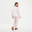Ensemble pyjama pantalon effet polaire rose pastel femme