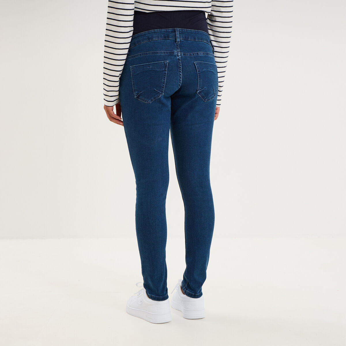 Jeans grossesse skinny avec bandeau denim stone femme maternit&eacute;