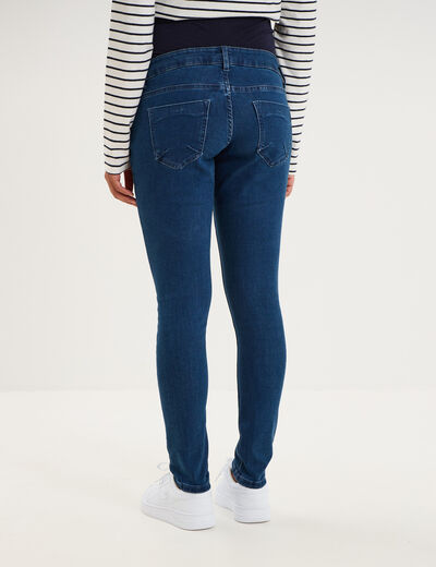 Jeans grossesse skinny avec bandeau denim stone femme maternit&eacute;