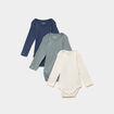 Lot 3 bodies coton manches longues vert pastel b&eacute;b&eacute;